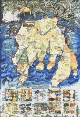 Gloria Masse Gambier Island Map Greeting Card Watercolor