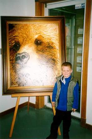 Max and the Grizzly Gaze painting