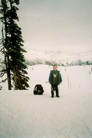 Maxwell at the Whistler mountain roundhouse.