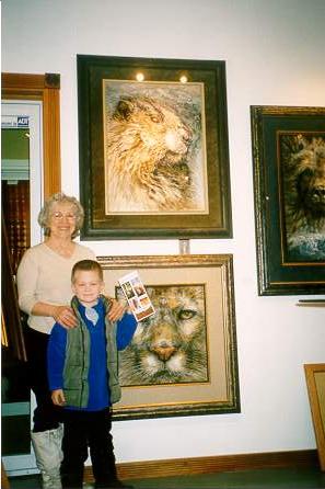 Max and his Grandma by the Marmot and Cougar painting